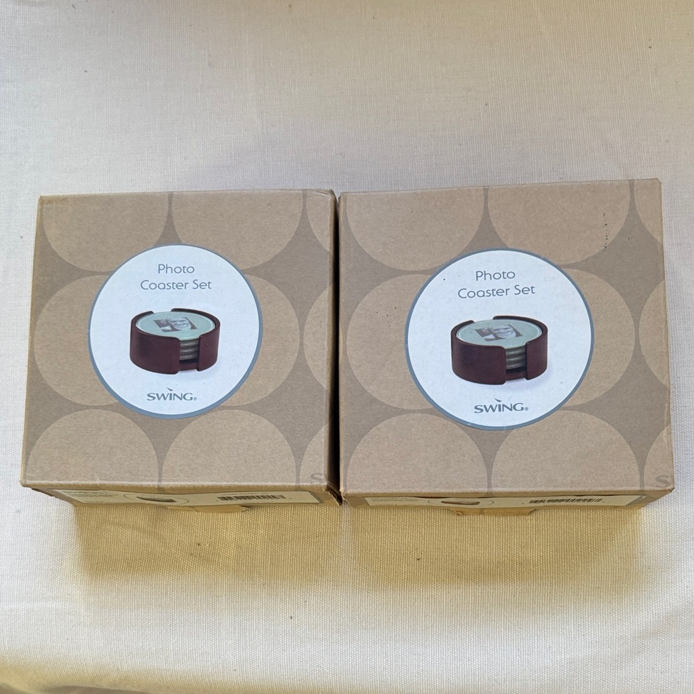 Swing Photo Coaster Set in Brown (Pair)